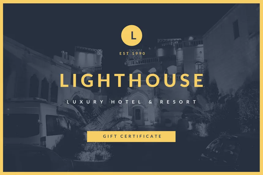 canva blue gold fancy hotel gift certificate 0kx7U Y9P5A