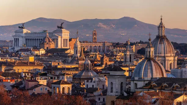 roof-top-view-of-rome-historical-center-at-golden-hour-city-skyline-as-seen-from-castel
